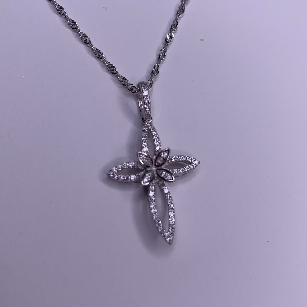 Sterling Silver Cross Pendant and Necklace